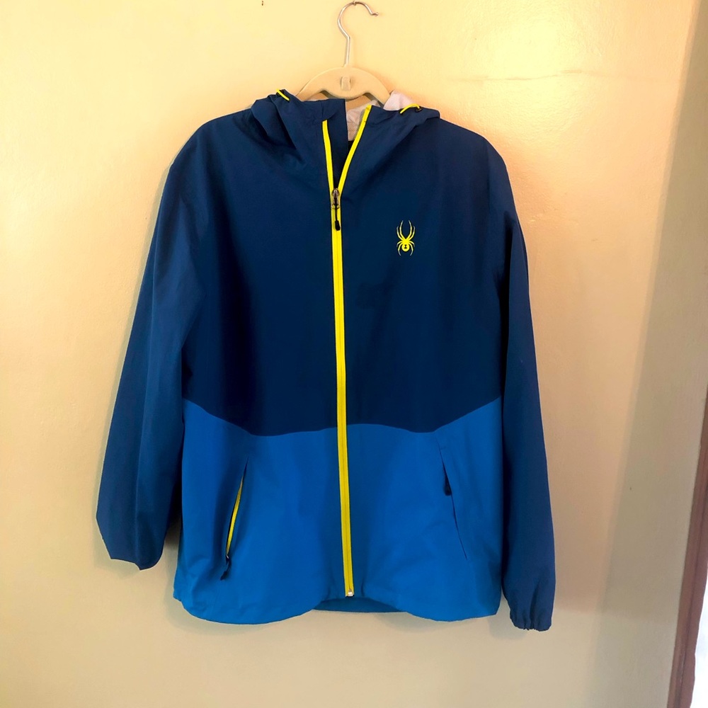 NWT Spyder Ardent Blue Full Zip Hooded Rain/ Wind Jacket mens L